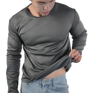Sous-vêtements thermiques pour hommes, hauts d'hiver à manches longues, chemise de base épaisse en polaire, pull chaud, vêtements surdimensionnés, col rond, tee-shirt de base - Product Image 2