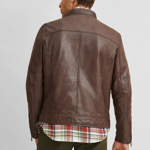 Chaqueta de cuero de moda para hombre personalizada al mejor precio hecha con buen material Chaqueta de cuero de manga larga para hombre servicio OEM - Product Image 3