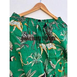 Women's Ultra-Soft Green Night Dress Cotton Pajama Set with Floral Animal Print <b>Thermal</b> Cotton <b>Pants</b> and Shirt - Product Image 6