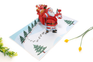 Hecho a mano personalizado 3D Pop-Up invitaciones de Navidad Feliz Navidad papel artesanal estilo vacaciones tarjeta vacaciones recuerdo artesanía - Product Image 4