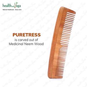 HealthAndYoga PureTress Premium Neem <b>Wood</b> <b>Comb</b> Dual Tooth, Durable Affordable - Product Image 2