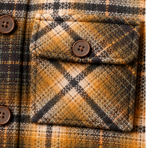 Chemise-veste à carreaux jaune moutarde pour homme, doublée en polaire, boutonnée, chaude, style décontracté, pour l'hiver - Product Image 6