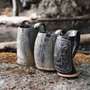 Best Quality Natural Water Buffalo Horn Tankard Polished Animal Style Viking Carving Mug for Beer Decoration Quality Crafts - Product Image 6