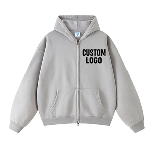 Sudadera con capucha y cremallera completa con logo personalizado, unisex, estilo casual urbano, oversize, estampado frontal, color liso, 100% algodón tejido, talla 5XL - Product Image 1