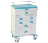 Chariot d'urgence médicale pour hôpital, chariot de distribution de médicaments haute capacité avec 6 tiroirs