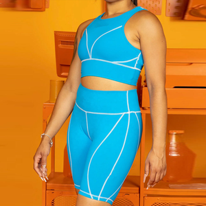 <b>Top</b> Trend Women's Summer 2-Piece Set High Quality Casual Solid Color Block <b>Short</b> <b>Sleeve</b> Breathable <b>Knitting</b> Comfortable <b>Short</b> - Product Image 6