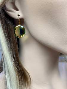 Boucles d'oreilles pendantes en améthrine, pierre précieuse verte, certifiées IGI, en argent sterling 925, style Art Déco, pour fête, anniversaire, mariage - Product Image 1