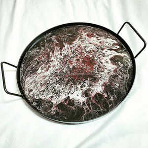 Plateau de qualité supérieure en métal découpé pour aliments et desserts, plateau de service élégant de forme ovale pour les restaurants et les événements de mariage - Product Image 2