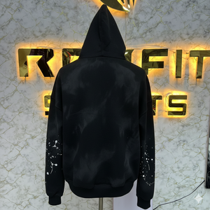 Superior Quality Customized Logo Zipper Hoodie <b>Rhinestone</b> Zip up <b>Jacket</b> Acid Wash Vintage Washed Men Fleece Streetwear Hoodie - Product Image 2