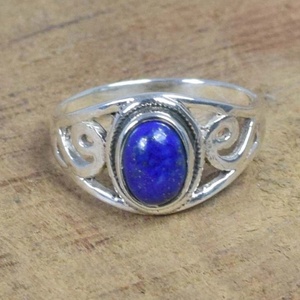 Ajuste de bisel de piedras preciosas Larimar Natural, anillos hechos a mano indios de lujo de Plata de Ley 925, joyería de boda al por mayor - Product Image 2