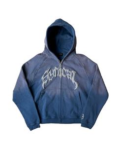 Custom Streetwear Heavyweight Cropped French Terry Distressed Applique Embroidery Patch Mens Acid Washed Zip up <b>Hoodies</b> - Product Image 4