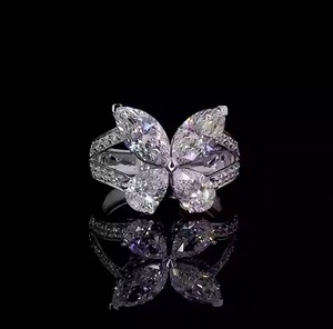 แหวนเพชรรูปผีเสื้อประดับเพชร14K แต่ละชิ้นของขวัญงานหมั้นสำหรับแหวนของเธอสำหรับผู้หญิง - Product Image 1