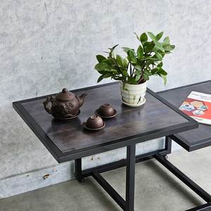 Modern Two-Tiered Nesting Sofa <b>Table</b> 104x50x45cm Convertible Wooden Top Iron Frame Durable Living Room Furniture for Entry Use - Product Image 5