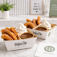 Boîtes à churros personnalisées AT PACK avec compartiments pour sauce, emballages en kraft pour les boutiques de churros et les cafés
