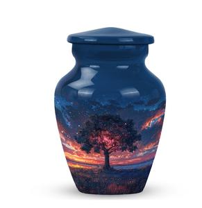 Urne Galactic Bloom pour adultes Urne artistique cosmique bleue et rose crépusculaire pour cendres Urne décorative moderne au coucher du soleil - Product Image 1