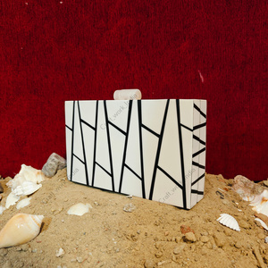 Luxury Resin and Wooden Inlay <b>Clutch</b> <b>Bag</b> for Women Handmade Geometric Pattern Evening Party <b>Wedding</b> Designer Handbag - Product Image 3