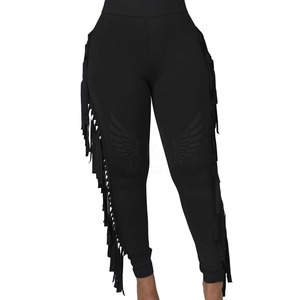 Diseño de logotipo personalizado Pantalones de cuero de gamuza para mujer Color sólido Ropa informal Decoración elástica Técnicas lavadas Precio razonable - Product Image 1