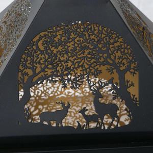 Handmade <b>Moroccan</b> Black Gold Antilope Cutout Design Metal Candle <b>Lanterns</b> Christmas Decorative Pillar Holder Jars for Home - Product Image 5