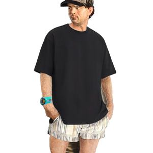Camisetas de punto de algodón oversize estilo hip hop, 220 gramos, ajuste holgado, manga corta, diseño liso, largas para hombre, moda popular - Product Image 2