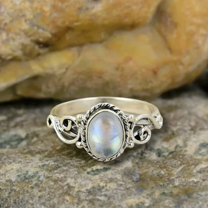 925 Sterling Silver Handmade <b>Crystal</b> <b>Ring</b> Natural Moonstone Gemstone Classic Fine Women's Jewelry Perfect Anniversary Gift Her - Product Image 1
