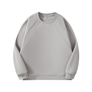 Sweat-shirt à col rond surdimensionné pour homme, manches raglan, pull en molleton uni, style décontracté d'automne, tricoté - Product Image 4