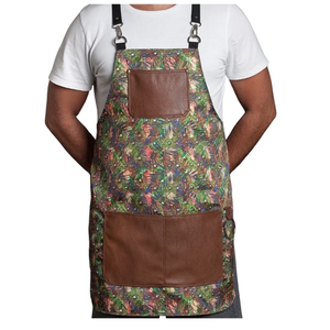 Delantal estampado de alta calidad diseñado exclusivamente para barberos 100% tela de poliéster y delantal de cuero Artificial para salón - Product Image 2