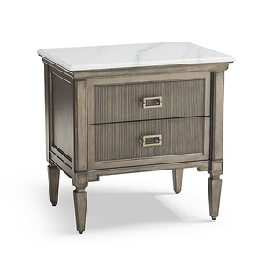 Solid Mahogany Wood Night Stand with <b>White</b> Marble Top for Home or Hotel Bedroom Furniture - Product Image 2