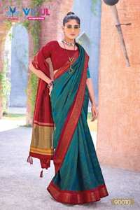 Sari en soie imprimé de luxe en gros, catalogue Vipul, séchage rapide, toutes saisons, tenue de fête décontractée, indien pakistanais - Product Image 3