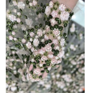 100% tela de encaje de poliéster orgánico hilo de cuentas bordadas para niñas Lehenga estilo ecológico para bodas Recepciones - Product Image 1