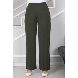 กางเกงขายาวทรงกว้างสีกากี Palazzo Modest - Product Image 4