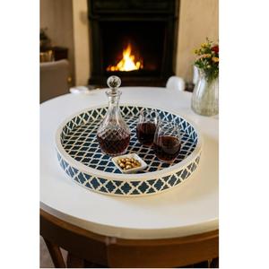 Direct Factory Supply Handcrafted Bone Inlay Serving Tray for Tea Coffee Snacks and Table Serving Available for Factory Price - Product Image 1