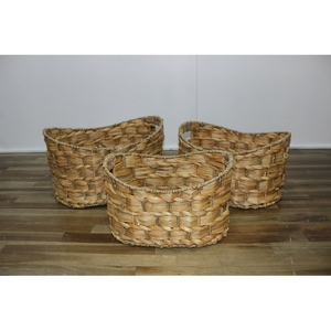 Hữu Cơ Sang Trọng Bộ Quần Bộ 3 Hình Bầu Dục Tự Nhiên Nước Hyacinth Giỏ Với Khung Kim Loại Cho Trang Trí Nội Thất Thực Phẩm Lưu Trữ Cho Phòng Sử Dụng - Product Image 6