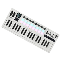 M-vave SMK-37 PRO Keyboard Mini MIDI, 37 tombol sensitif kecepatan nirkabel mendukung dengan 16 RGB bantalan Drum konsol kontrol