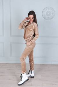 Survêtements élégants personnalisés avec logo en velours, taille plus, écologiques, pour femmes, hauts courts en strass, sweat-shirt, jogging, ensemble 2 pièces, hiver - Product Image 5