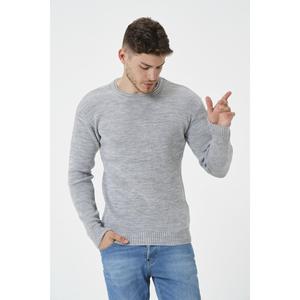 Maglione di maglieria girocollo da uomo blu scuro in maglia semplice sciolta