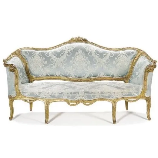 Sofa antik Perancis bingkai emas 2 dudukan-furnitur kayu antik buatan tangan kerajinan mebel Indonesia