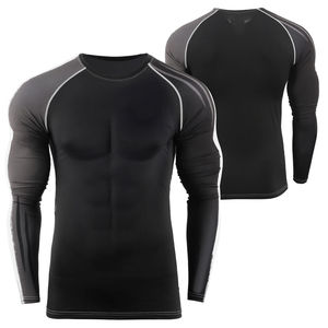 Rashguard à manches longues pour homme MMA, compression, logo personnalisé, haute qualité, vente en gros, spandex/polyester, séchage rapide, respirant - Product Image 1