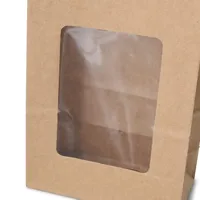 Sacs à fond plat rectangulaires avec fenêtre transparente 11x6x23,5 cm en kraft végétal pour snacks - 500 pcs/carton