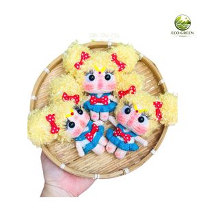 ECO GREEN Jouets en peluche rennes en feutre de laine faits main au crochet, chapeaux blancs et oranges, pulls rouges et verts, 4-6 ans, 14, Artisanat de couture et de tissage - Product Image 2