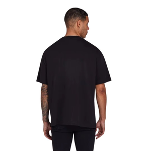 เสื้อยืดโอเวอร์ไซส์สีดำล้วนสำหรับผู้ชายเสื้อผ้าแนวสตรีทแบบลำลองเสื้อยืดทรงหลวมสำหรับผู้ชายพิมพ์โลโก้ได้ตามต้องการ - Product Image 3