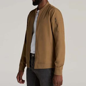 Veste bomber d'hiver pour homme, entièrement zippée, respirante, tissée, de qualité supérieure, avec logo personnalisé, vente en gros OEM |   Veste coupe-vent en satin pour l'extérieur - Product Image 3