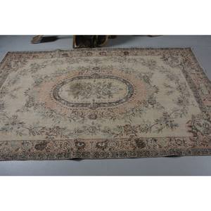 Classique Beige Marron Vintage Tapis Turc 5.3X8.8 ft Patchwork Laine Faux Lapin Fourrure Latex Couloir Rectangulaire pour Chevet - Product Image 3