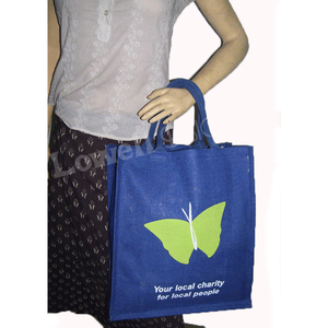 Lowellcraft JBP04387 Biodegradable Custom Printed Letter Pattern Medium Jute Shopping Promotional Tote <b>Bag</b>-Eco-Friendly <b>Bag</b> - Product Image 3