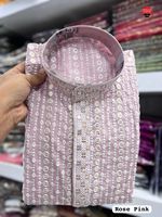 Broderie Kurta en soie de qualité supérieure et paillettes pour hommes fonctionnent des deux côtés Style formel Séchage rapide toutes saisons pour les fêtes et les mariages