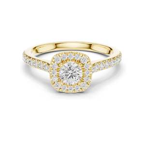 0.82 CT Round Halo Lab Diamond <b>Ring</b> for Women VVS-VS EF Clarity 18KT, 14KT, 10KT Gold & 925 Silver Rose, Yellow, White - Product Image 2