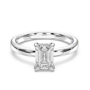 1.06 carats E-F/VVS-VS Moissanite émeraude et forme ronde diamant broche ensemble solitaire bague de fiançailles fabriquée en platine pour les femmes - Product Image 1