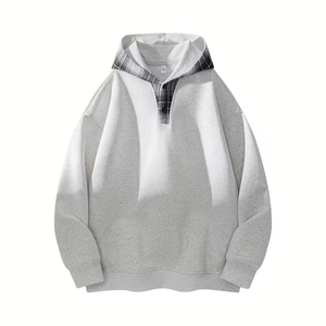 เสื้อฮู้ดบุซับในสำหรับผู้ชาย ผ้าฝ้าย 70% โพลีเอสเตอร์ 30% กันน้ำ ตัดต่อสีทูโทน กระเป๋าหน้า 3 มิติ  รับผลิตตามแบบ OEM - Product Image 1