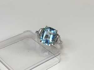 Coussin coupe laboratoire cultivé aigue-marine bague en argent Sterling 925 mars pierre de naissance proposition bague bijoux de mariée pour les femmes - Product Image 5