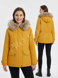 Fashionable Trendy <b>Fur</b> Hooded Winter Parka <b>Jacket</b> Warm Quilted Padded Zipper Coat Casual Outdoor Breathable <b>Short</b> Parka - Product Image 6
