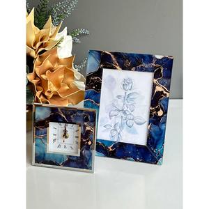 Set da 3 per soggiorno con motivo in marmo oro blu